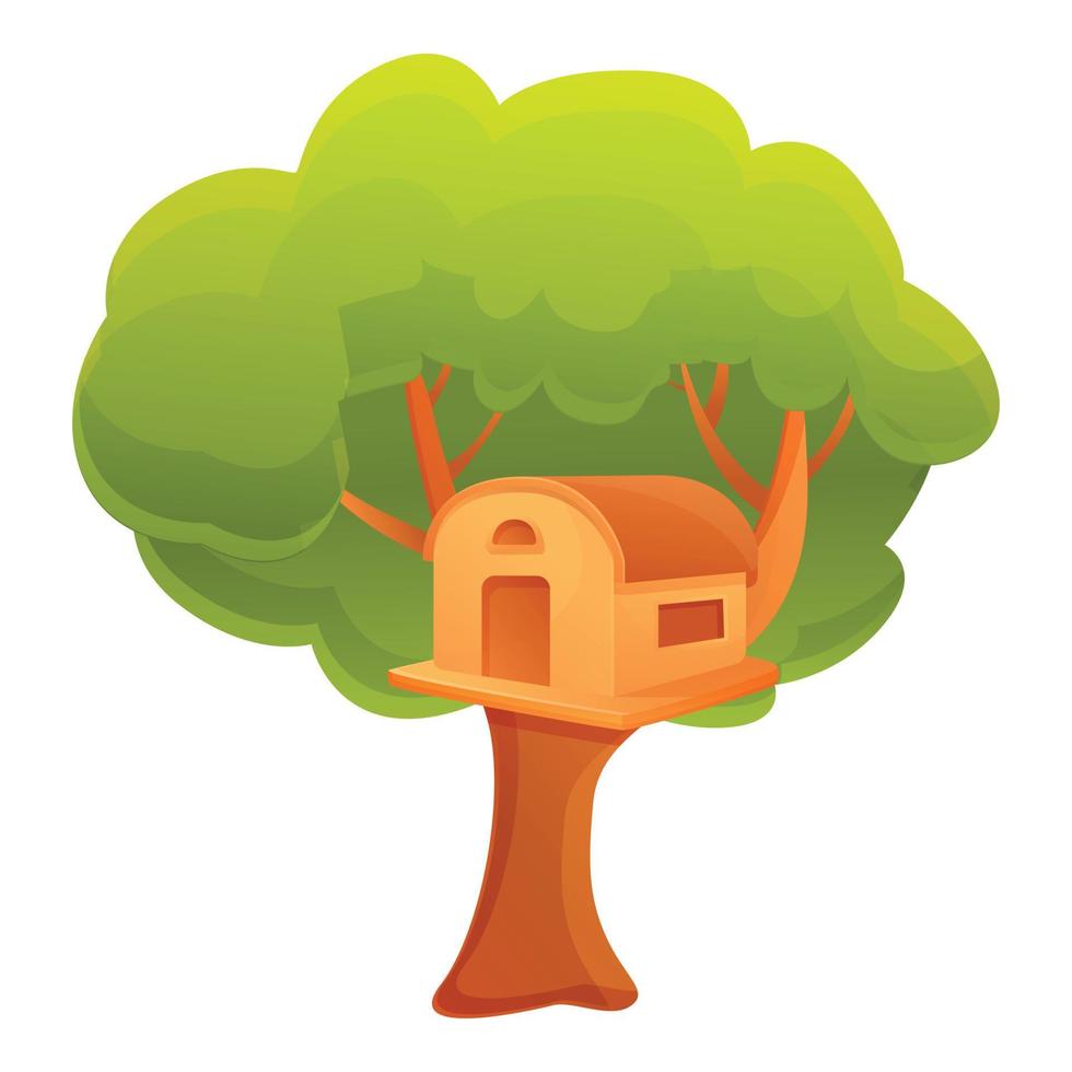 Summer tree house icon, cartoon style vector