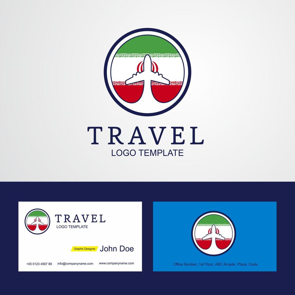 logotipo de la bandera del círculo creativo de irán de viaje y diseño de tarjeta de visita vector