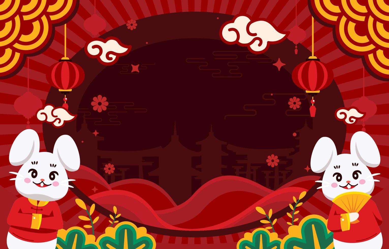 Chinese New Year Water Rabbit Background Concept vector