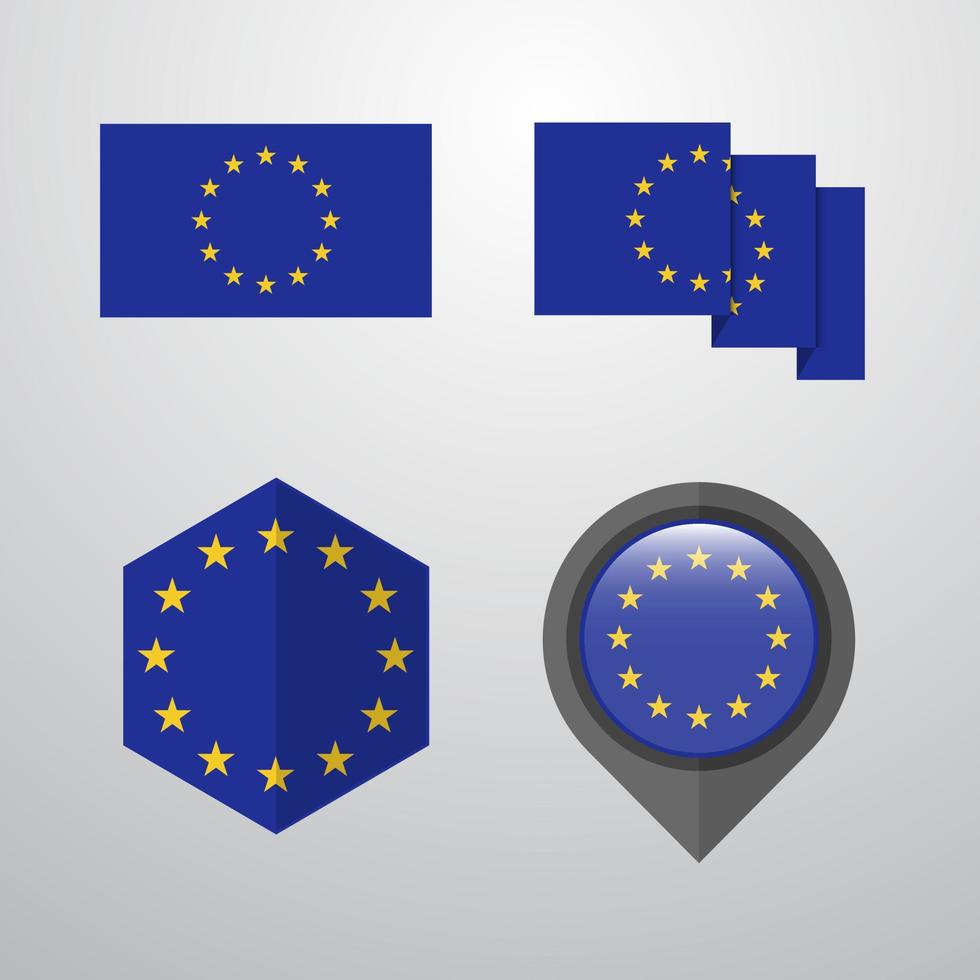 European Union flag design set vector