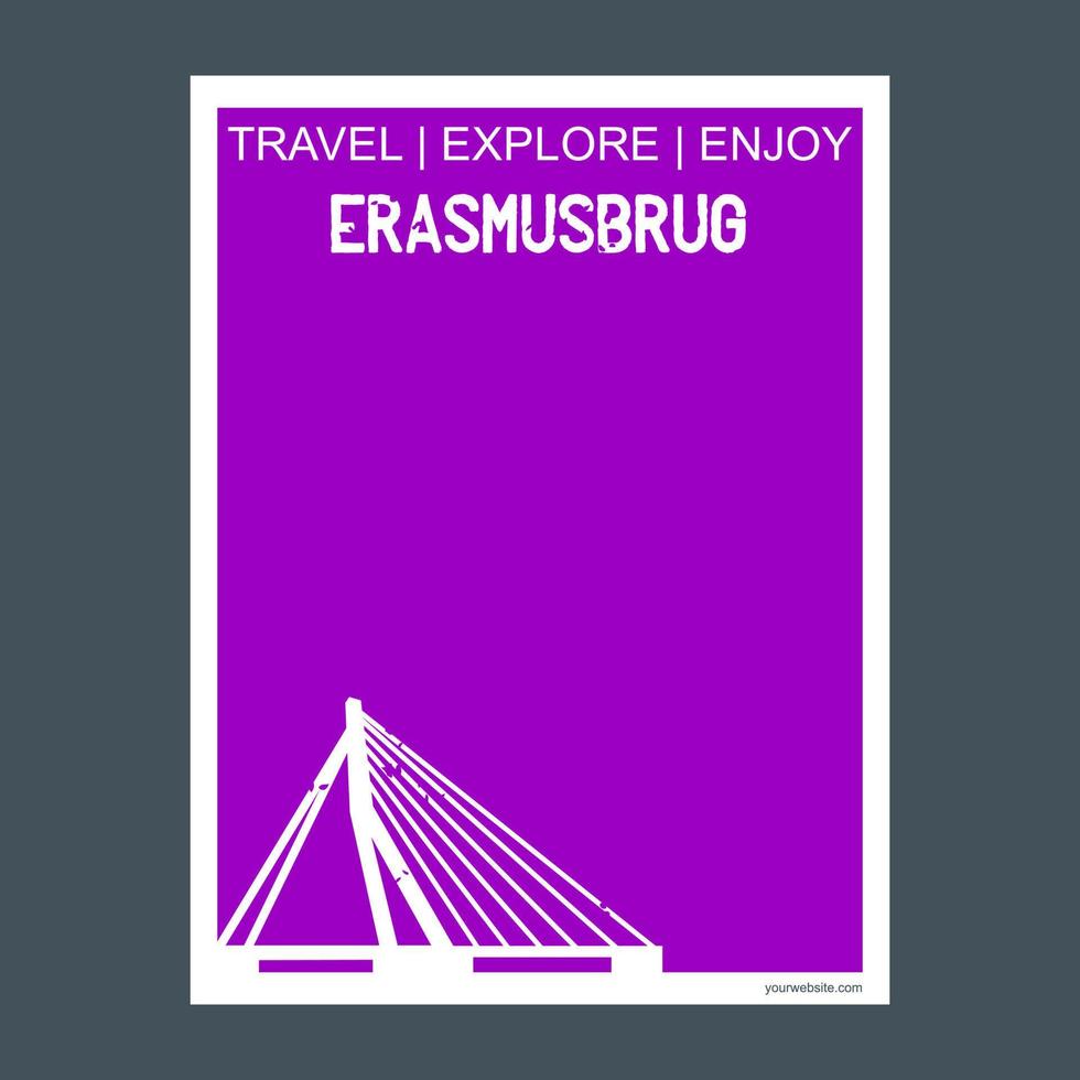 Erasmusburg Rotterdam Netherlands monument landmark brochure Flat style and typography vector