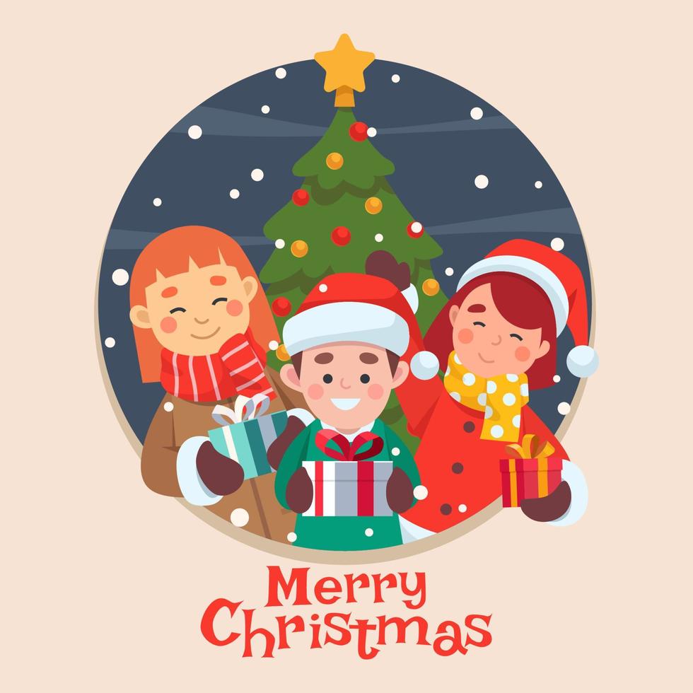 Children Celebrate Christmas Eve vector