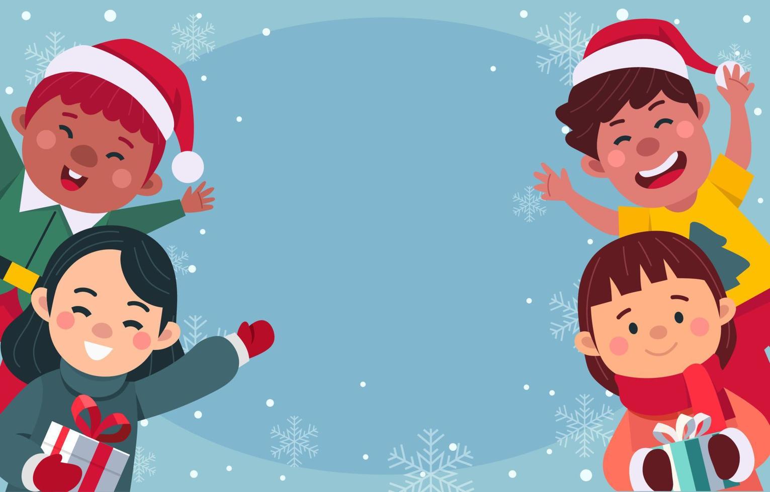 Children Celebrating Christmas Background vector