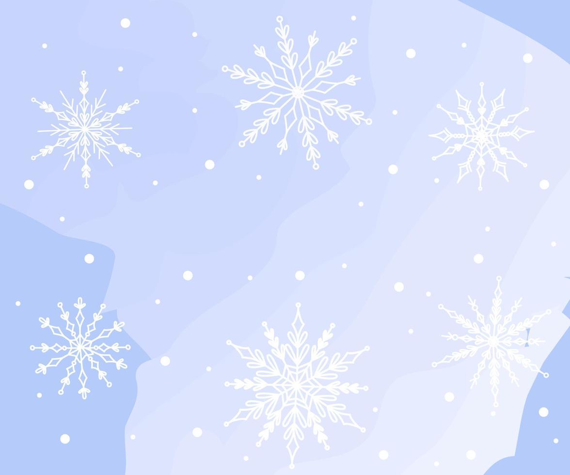 conjunto de vector de diseño de navidad de copos de nieve dibujados a mano