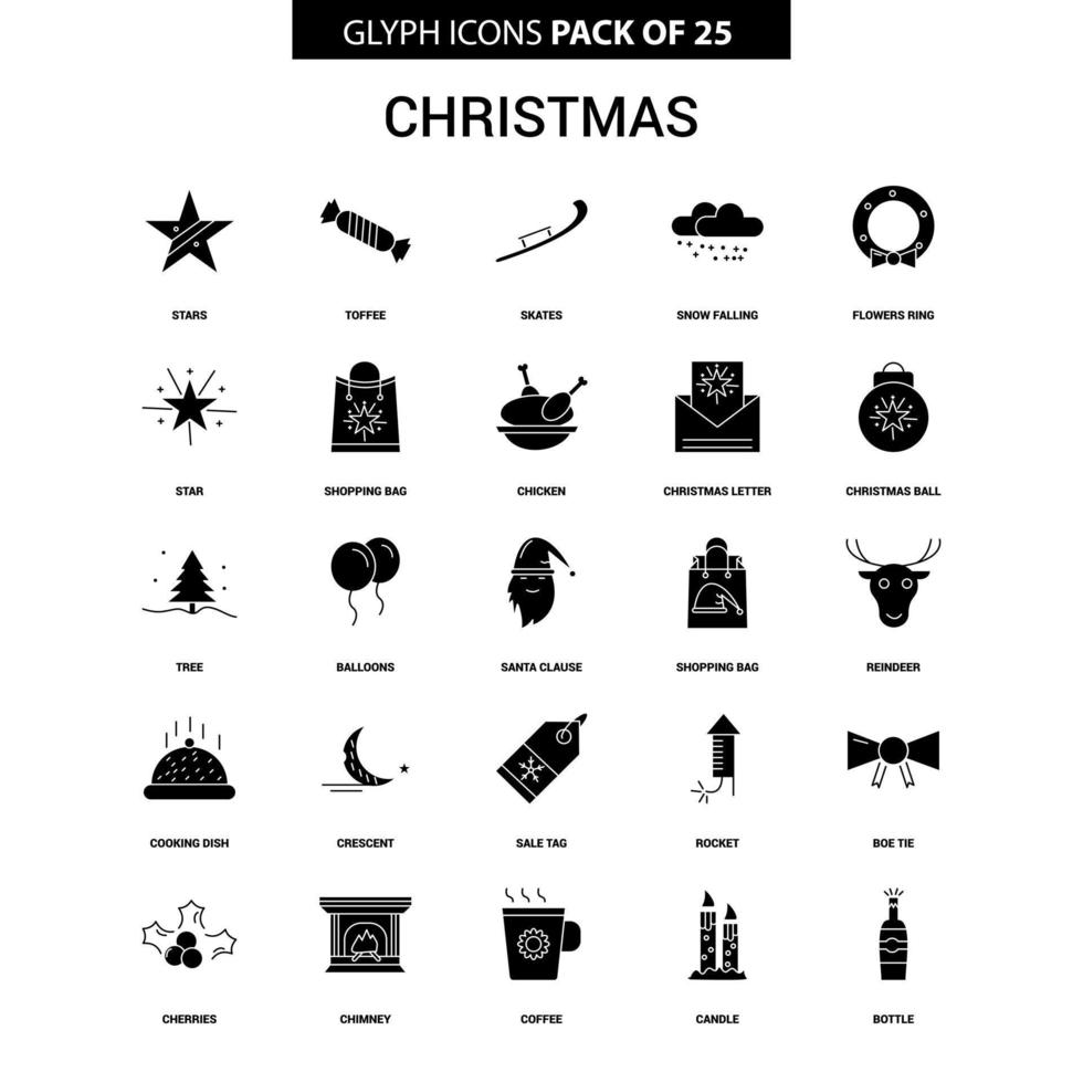 Christmas Glyph Vector Icon set