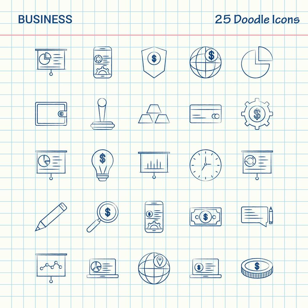 Business 25 Doodle Icons Hand Drawn Business Icon set vector