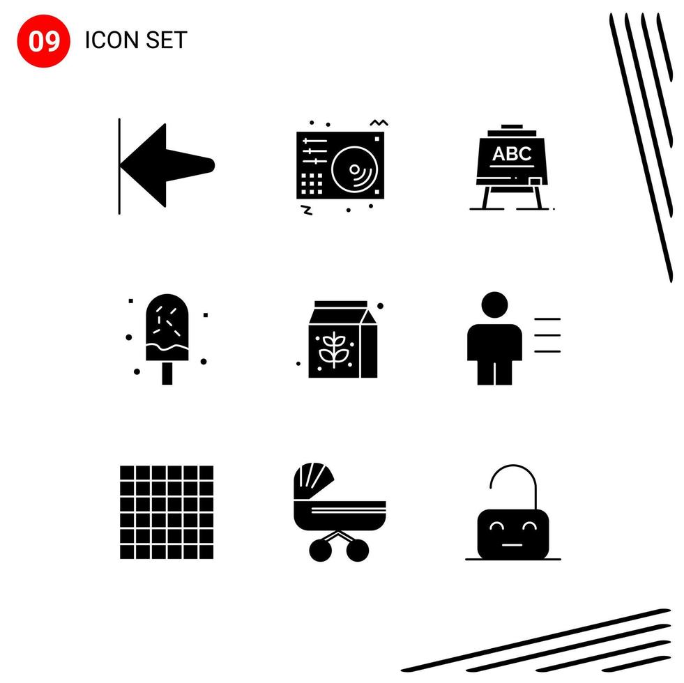 9 Universal Solid Glyph Signs Symbols of food summer learining ice cold Editable Vector Design Elements