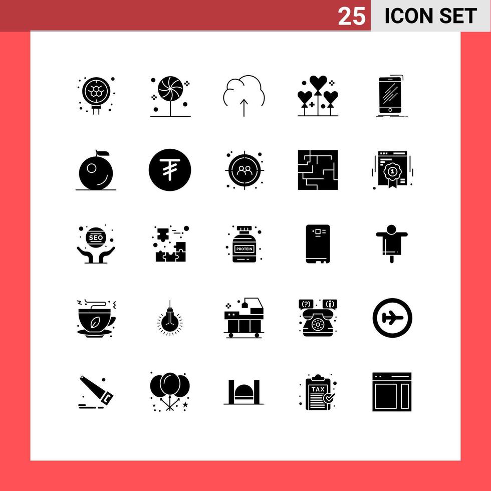 Modern Set of 25 Solid Glyphs and symbols such as device party cloud festival storage Editable Vector Design Elements