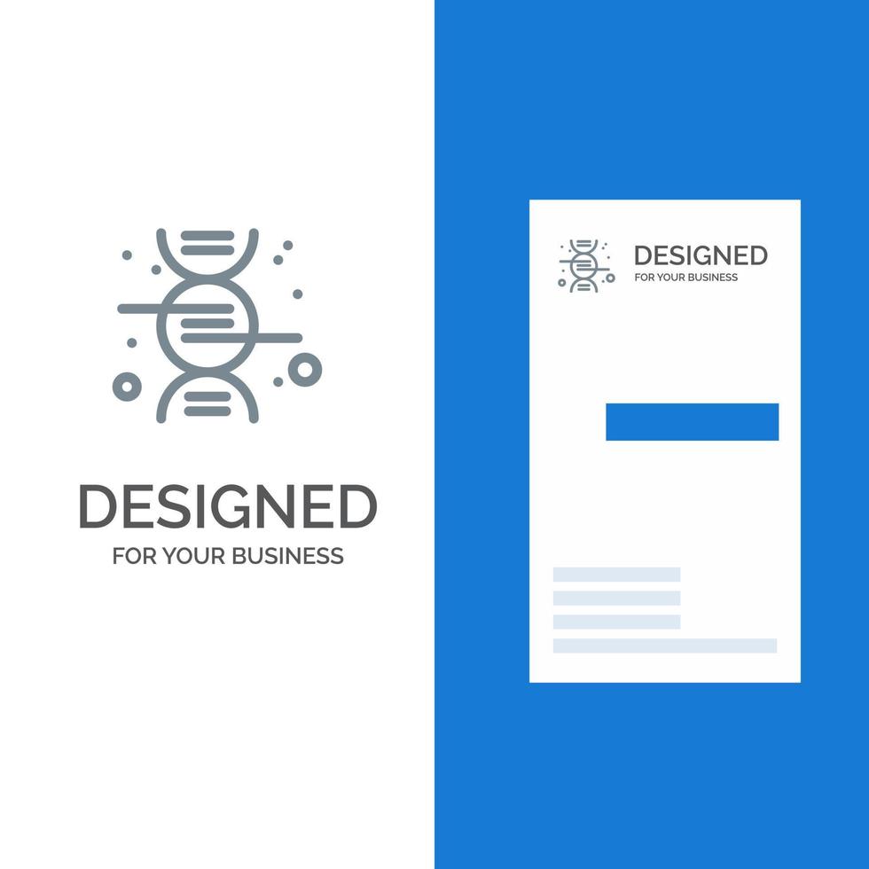 diseño de logotipo gris de ciencia de investigación de adn y plantilla de tarjeta de visita vector