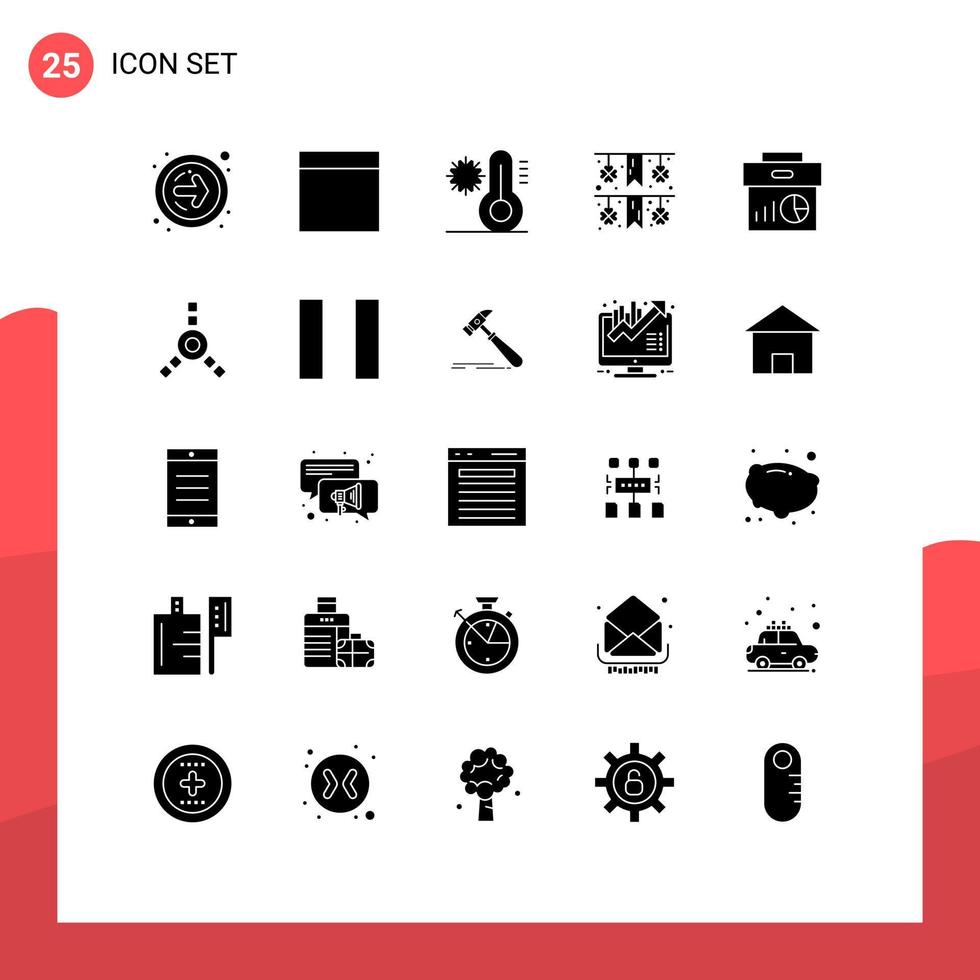 Set of 25 Modern UI Icons Symbols Signs for connection graph temperature economy business Editable Vector Design Elements