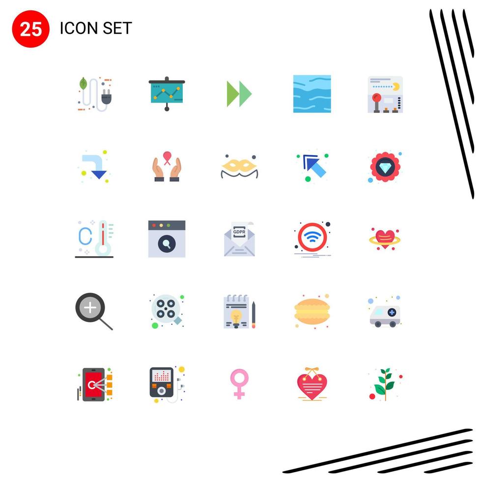 Modern Set of 25 Flat Colors and symbols such as weather sea projector river video Editable Vector Design Elements
