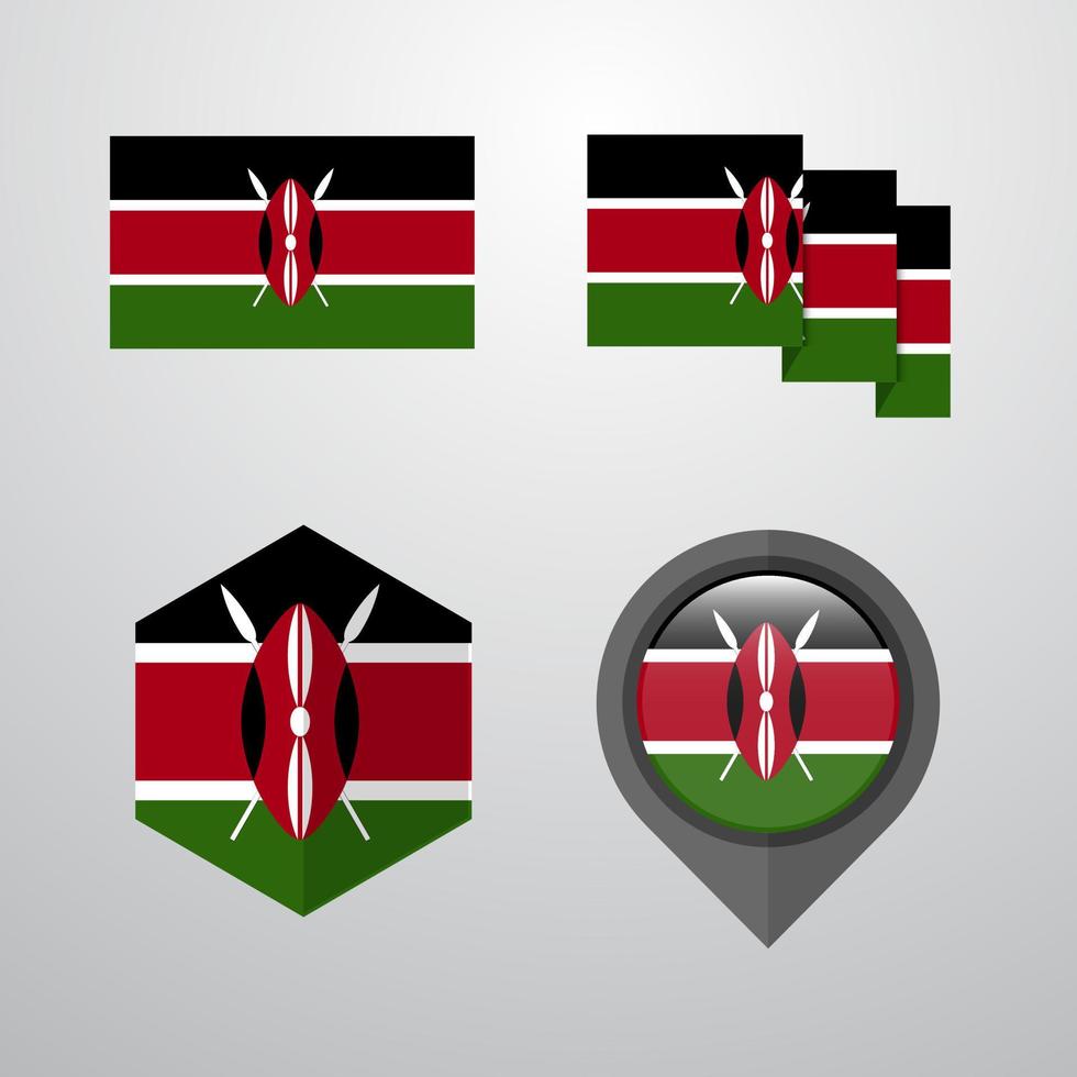 Kenya flag design set vector