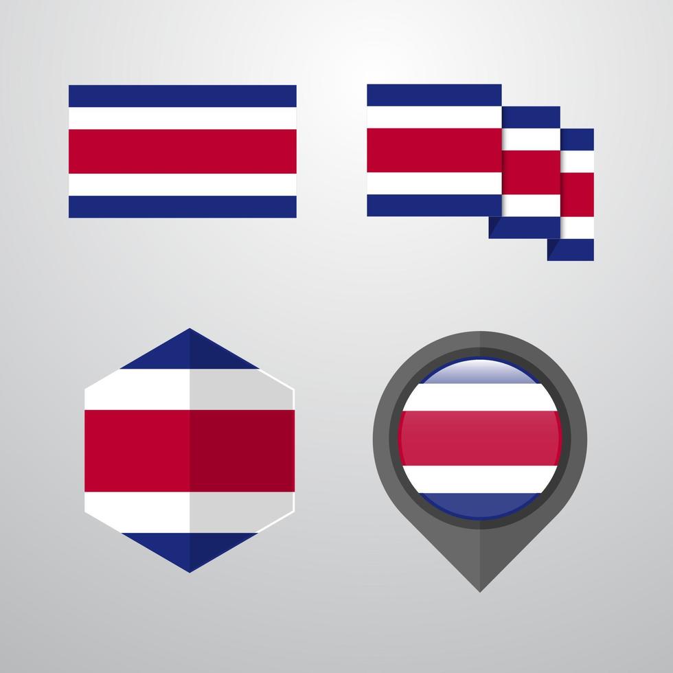 Costa Rica flag design set vector