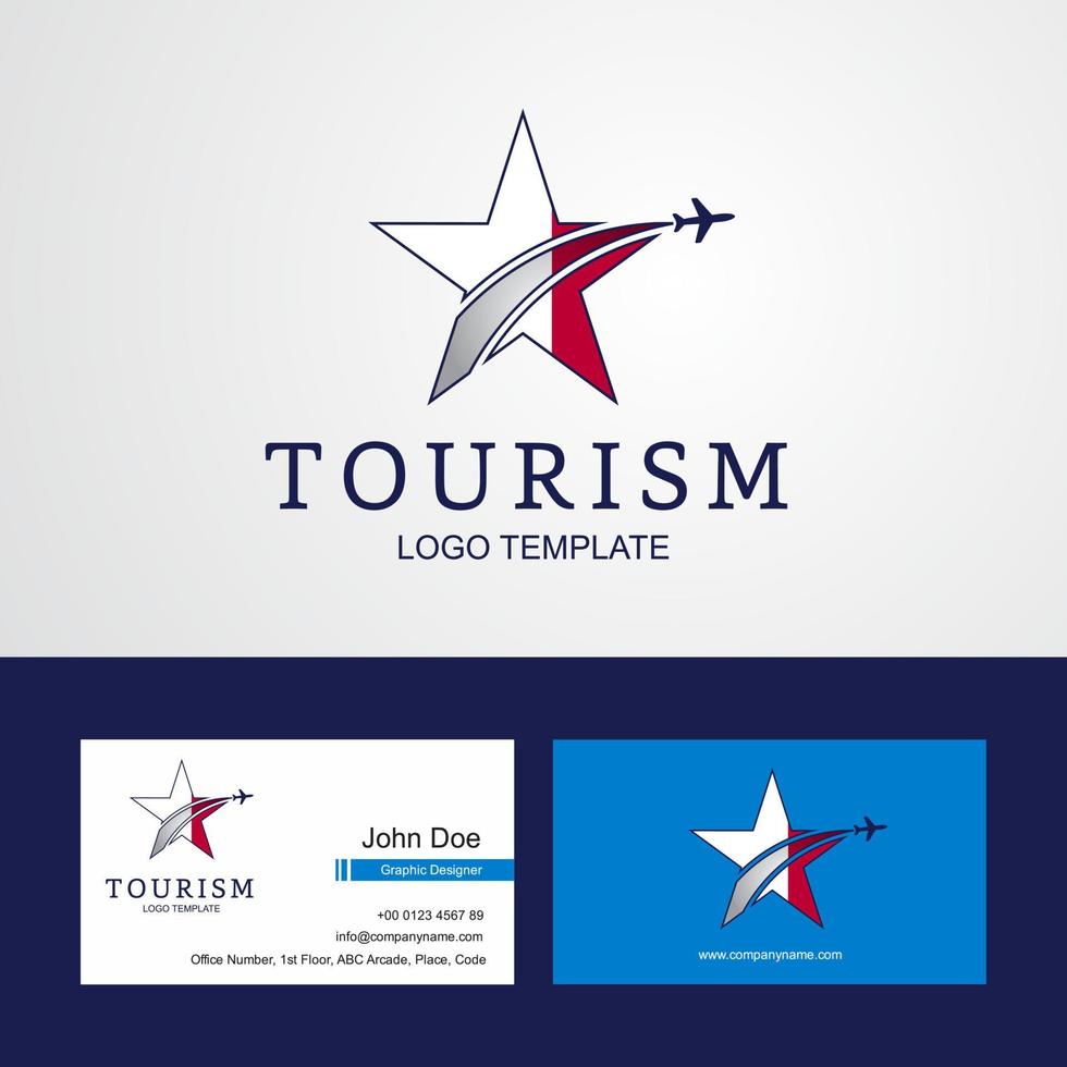 Travel Malta flag Creative Star Logo and Business card design vector