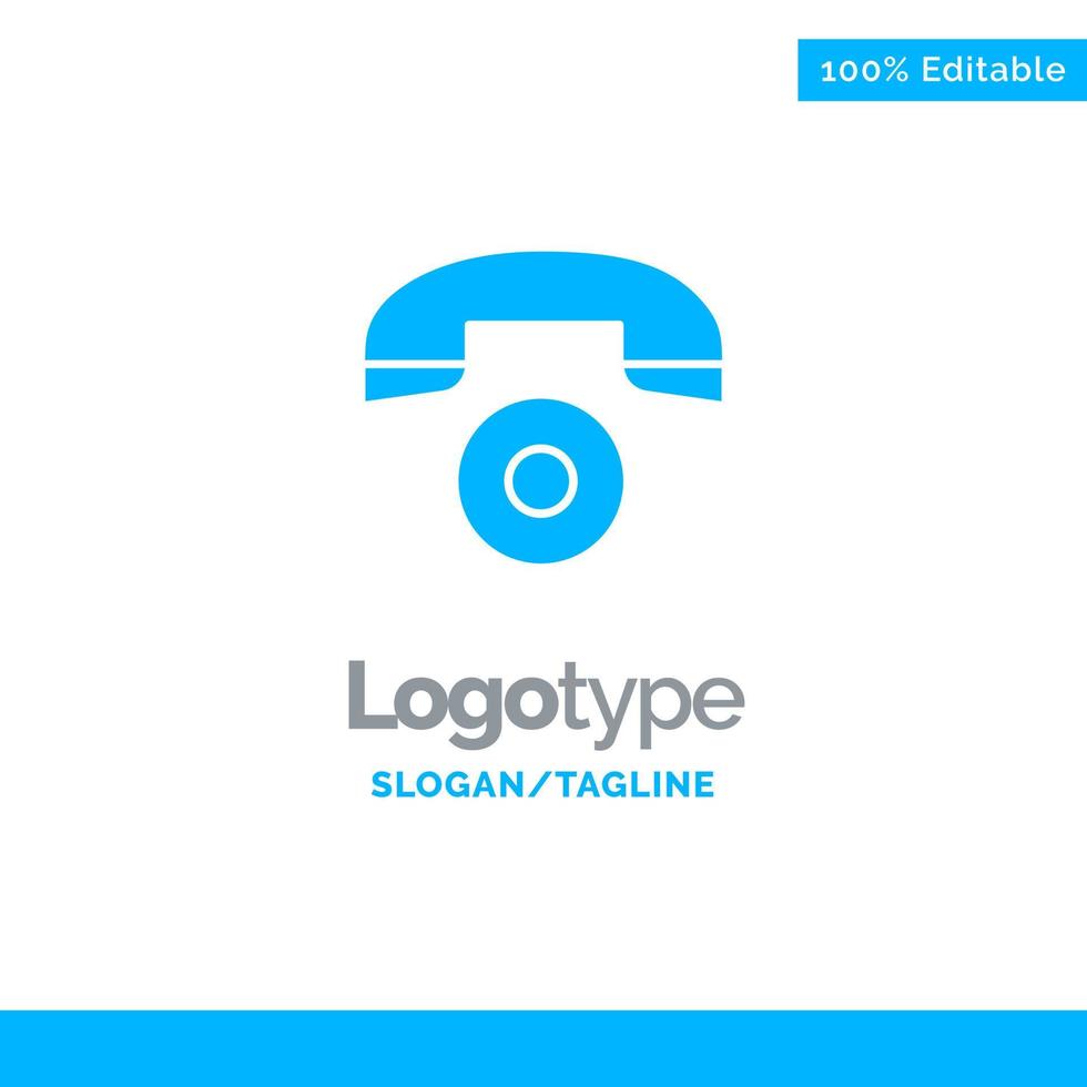 Telephone Call Phone Blue Solid Logo Template Place for Tagline vector