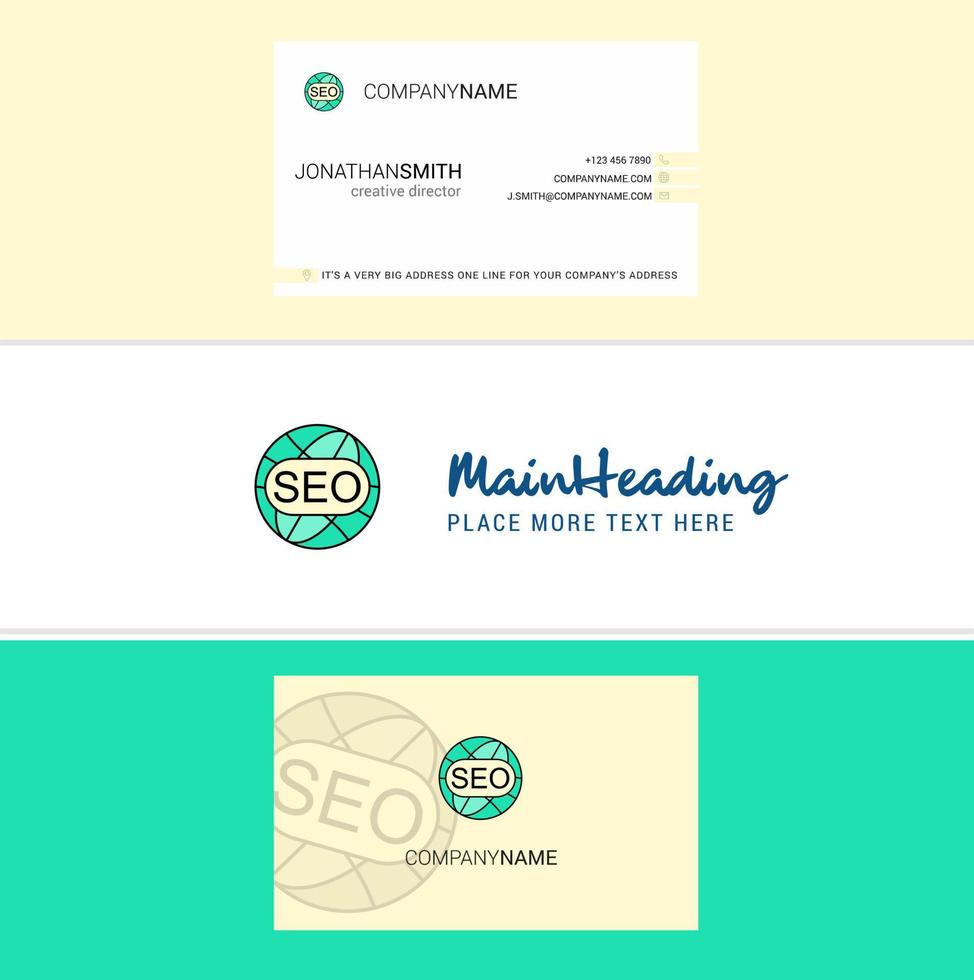 hermoso logotipo de seo y vector de diseño vertical de tarjeta de visita