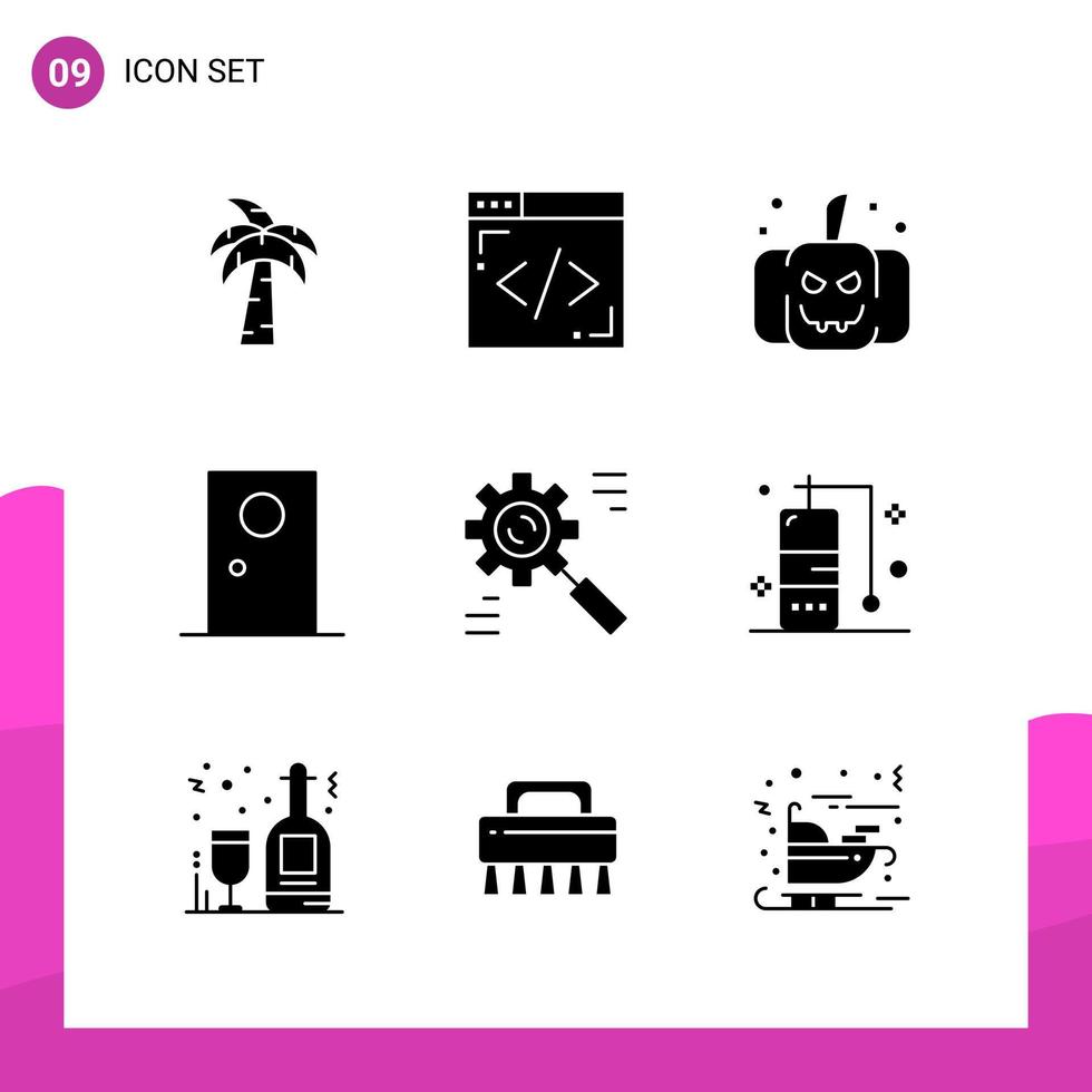 paquete de conjunto de iconos de glifo de 9 iconos sólidos aislados en fondo blanco para el diseño de sitios web receptivos, impresión y aplicaciones móviles, fondo de vector de icono negro creativo