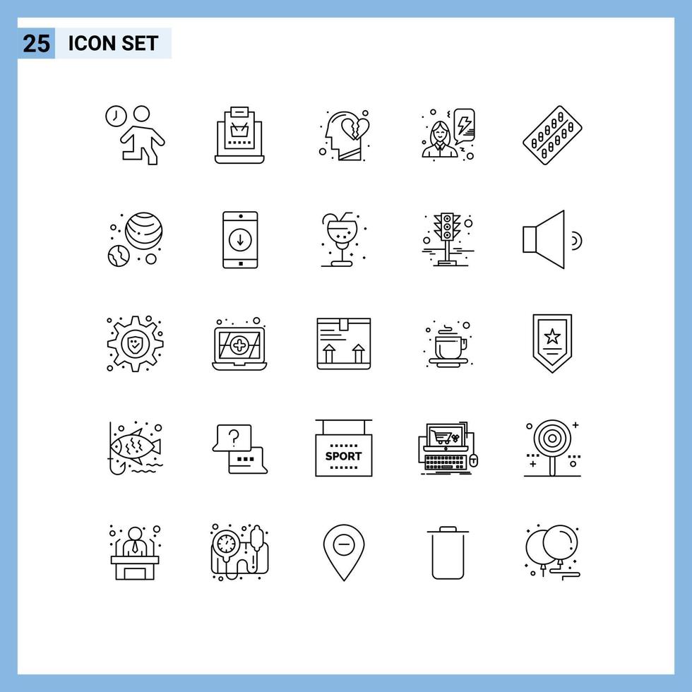 Set of 25 Modern UI Icons Symbols Signs for celebrate power shop feminism head Editable Vector Design Elements