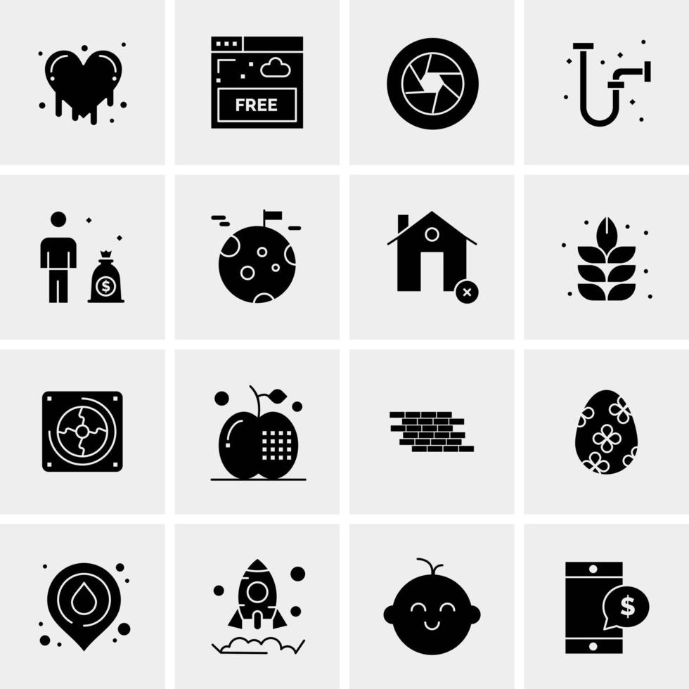 16 iconos de negocios universales vector ilustración de icono creativo para usar en proyectos relacionados con la web y dispositivos móviles