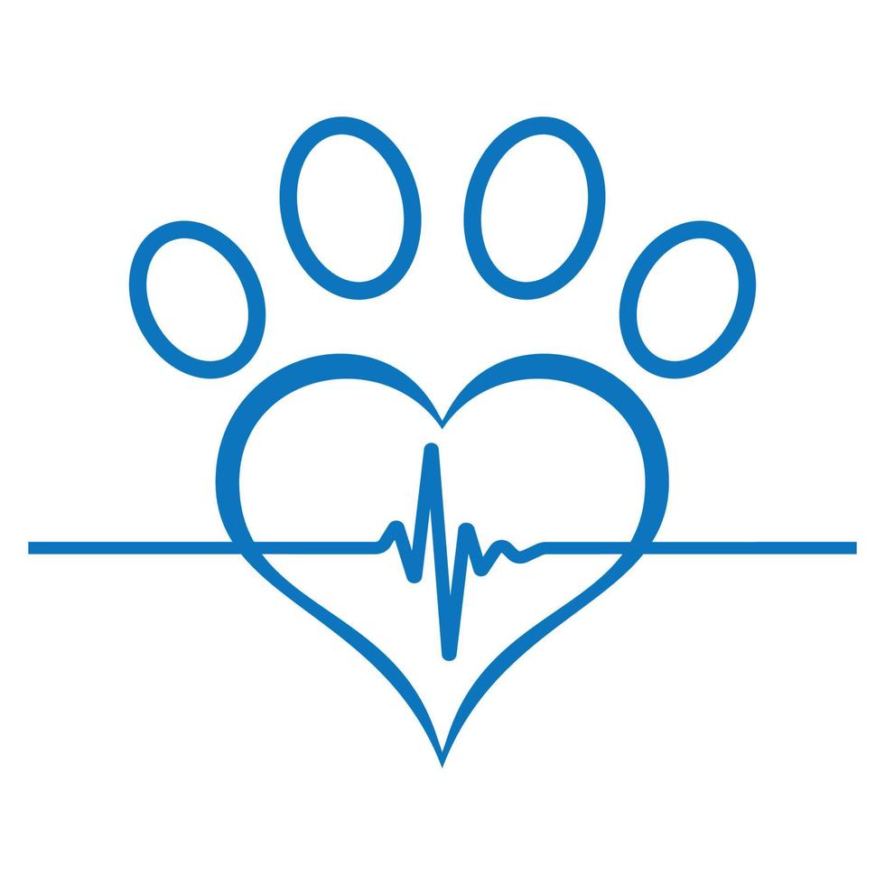 Veterinary clinic logo illustration.Dog paw with pulse vector