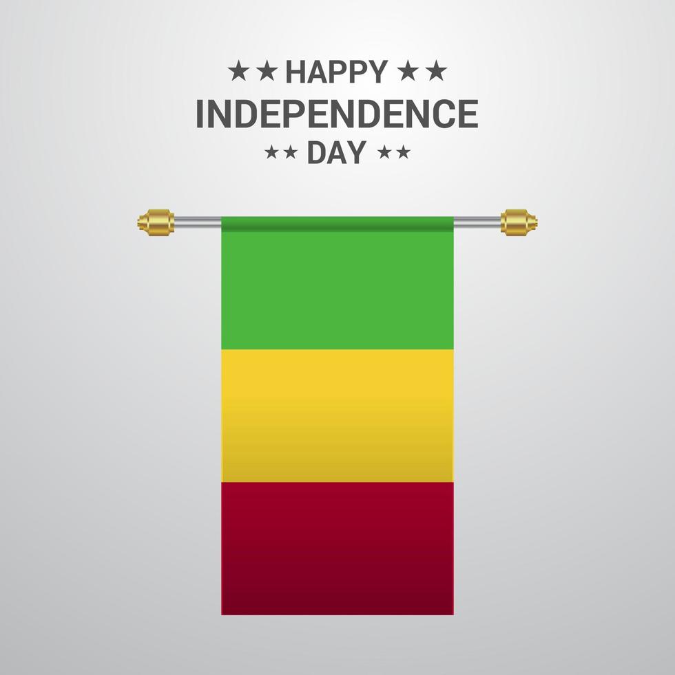 Mali Independence day hanging flag background vector