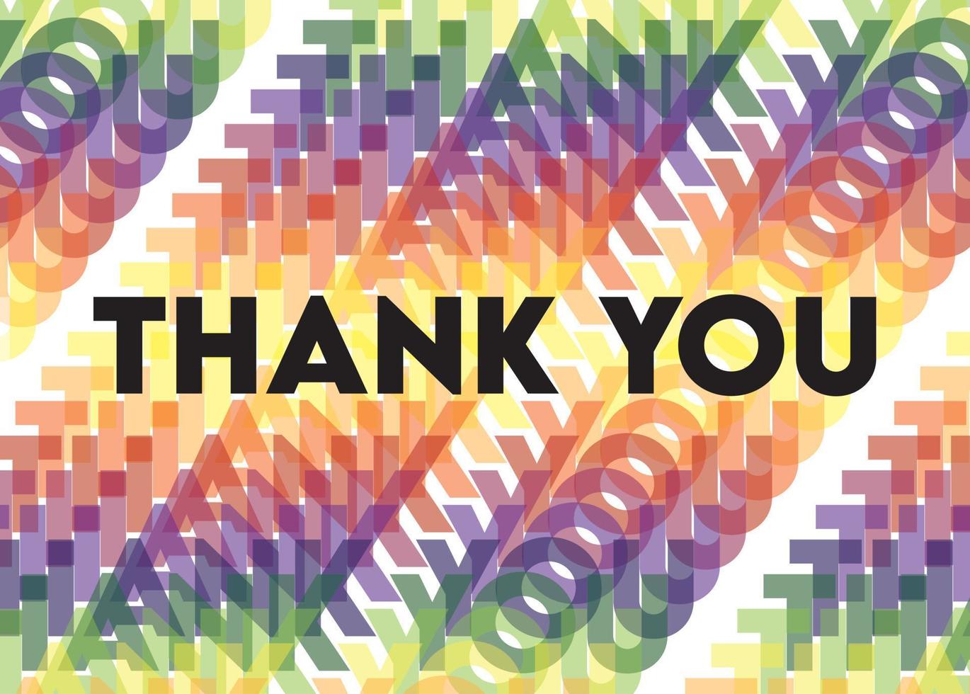 Retro Rainbow Thank You Card Template vector