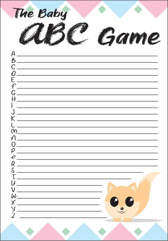 ABC Baby Shower Game Template 14373856 Vector Art at Vecteezy ABC Baby Shower Game Template 14373856 Vector Art at Vecteezy