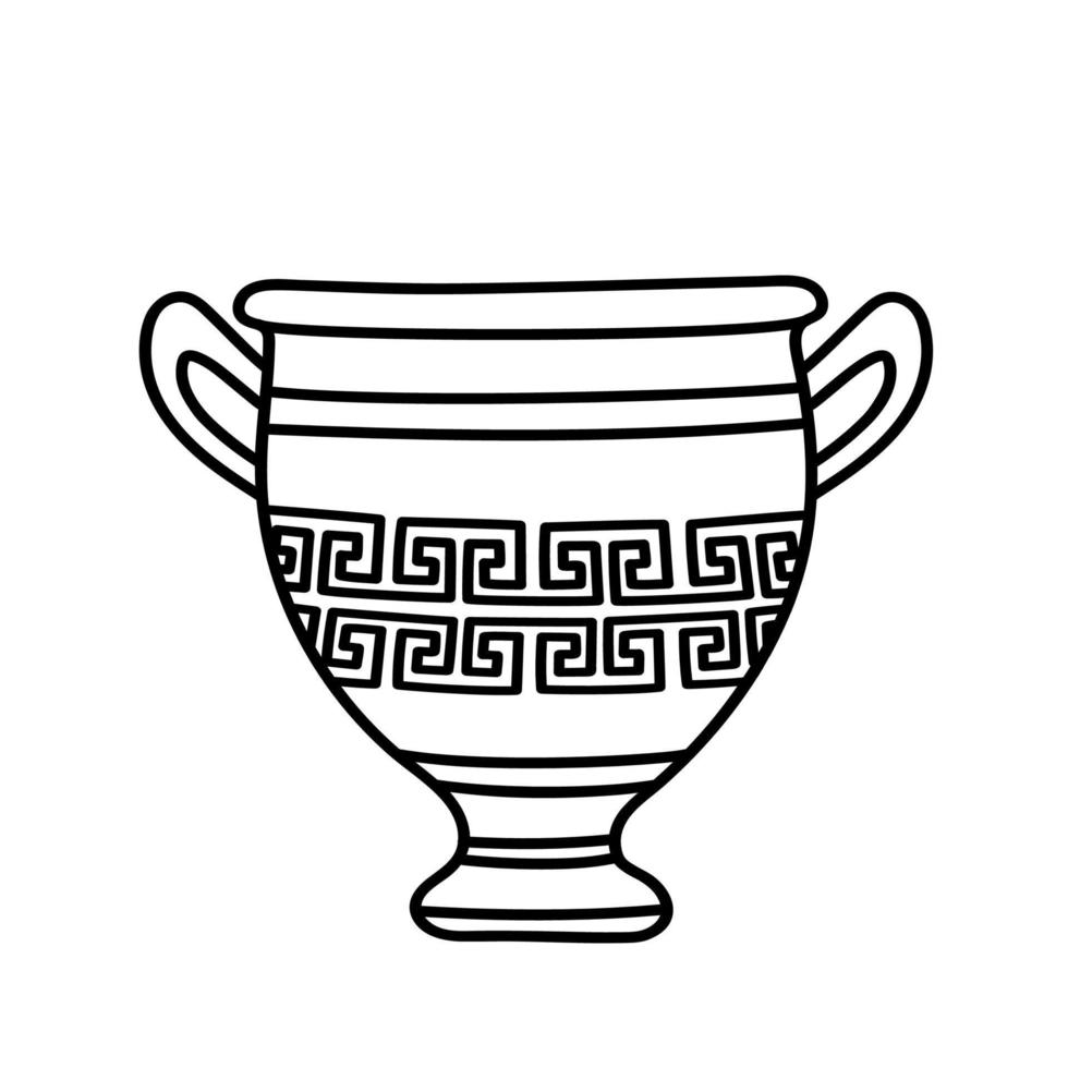 Hand drawn clay vase with greek ornament vector