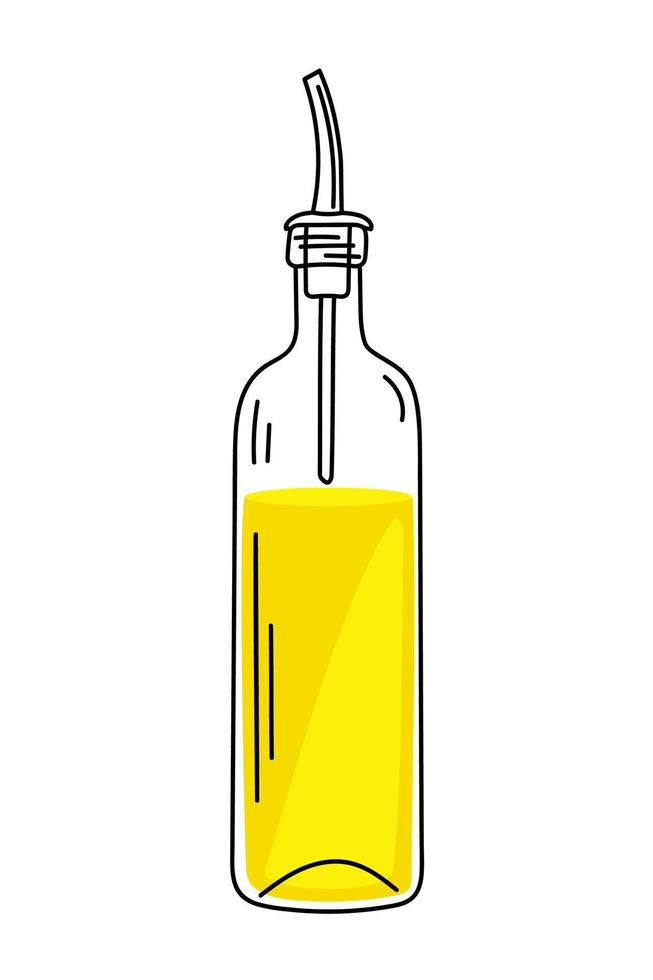 Hand drawn olive oil dispenser bottle vector