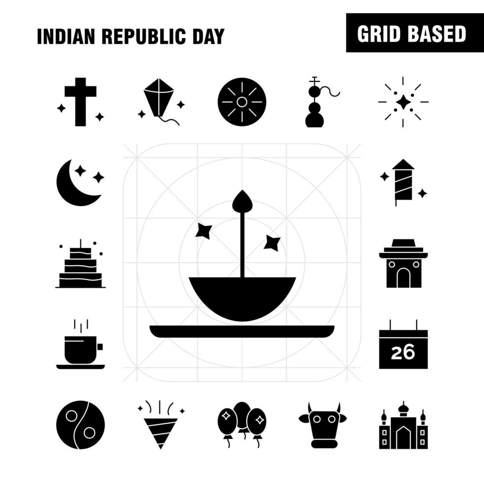 Indian Republic Day Solid Glyph Icon Pack For Designers And Developers Icons Of Kite Festival Flying India Indian Pot Food Day Vector