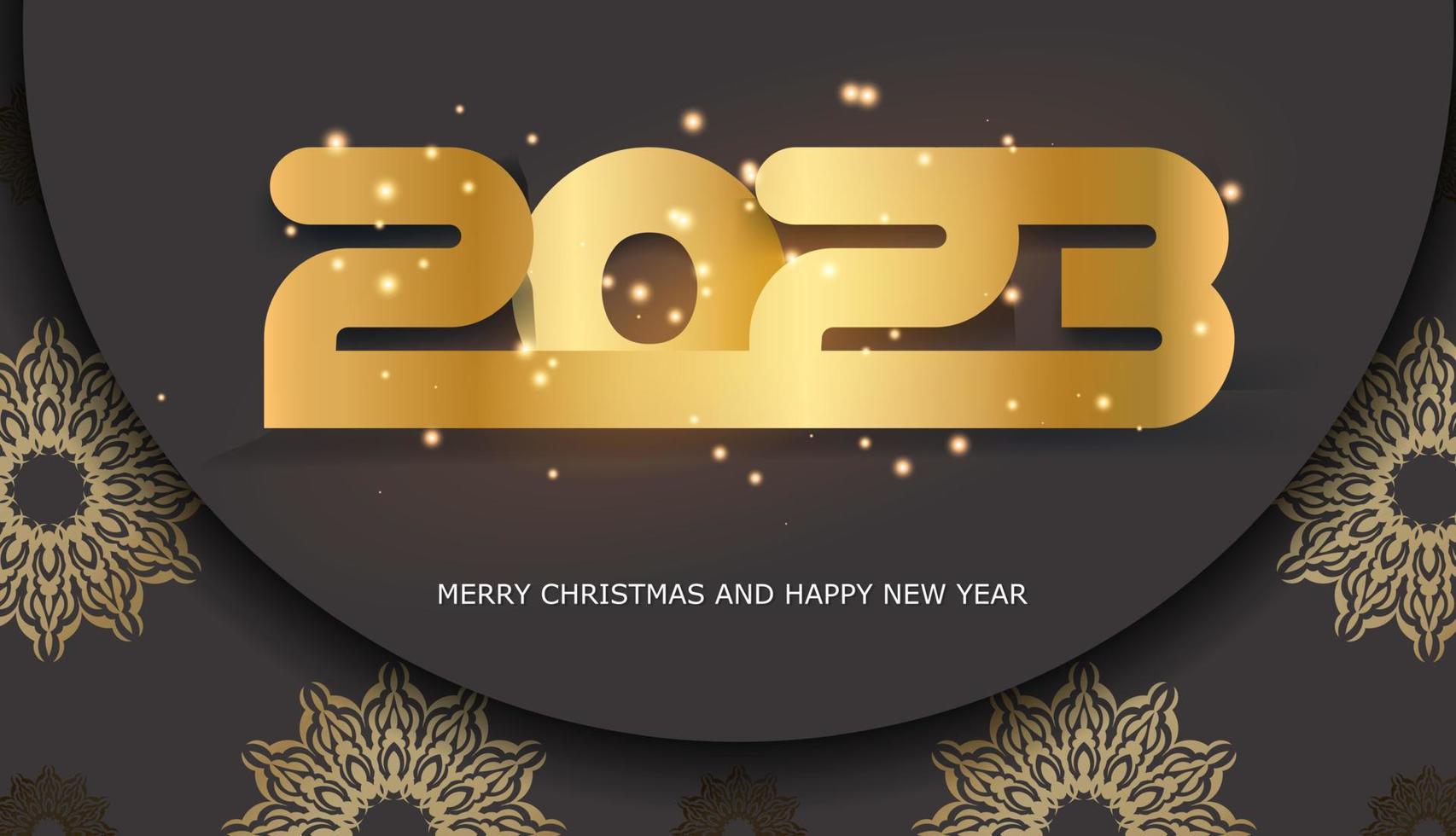 Black and gold color. Happy 2023 new year greeting background. vector