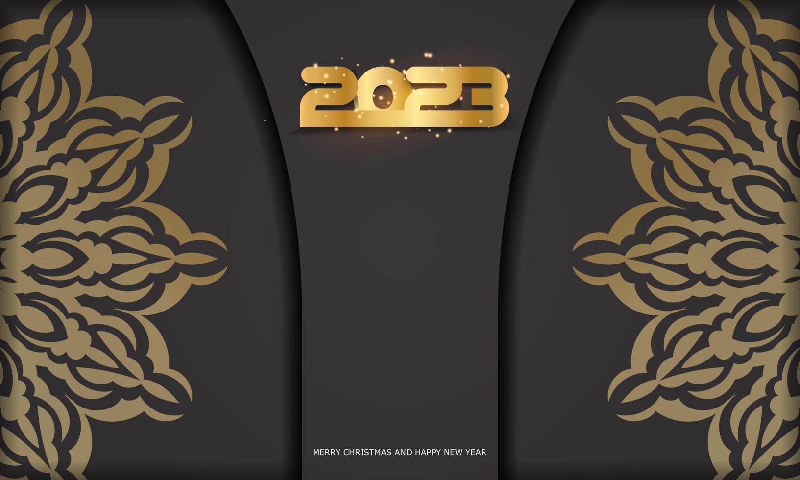 color negro y dorado. Fondo de saludo de feliz año nuevo 2023. vector