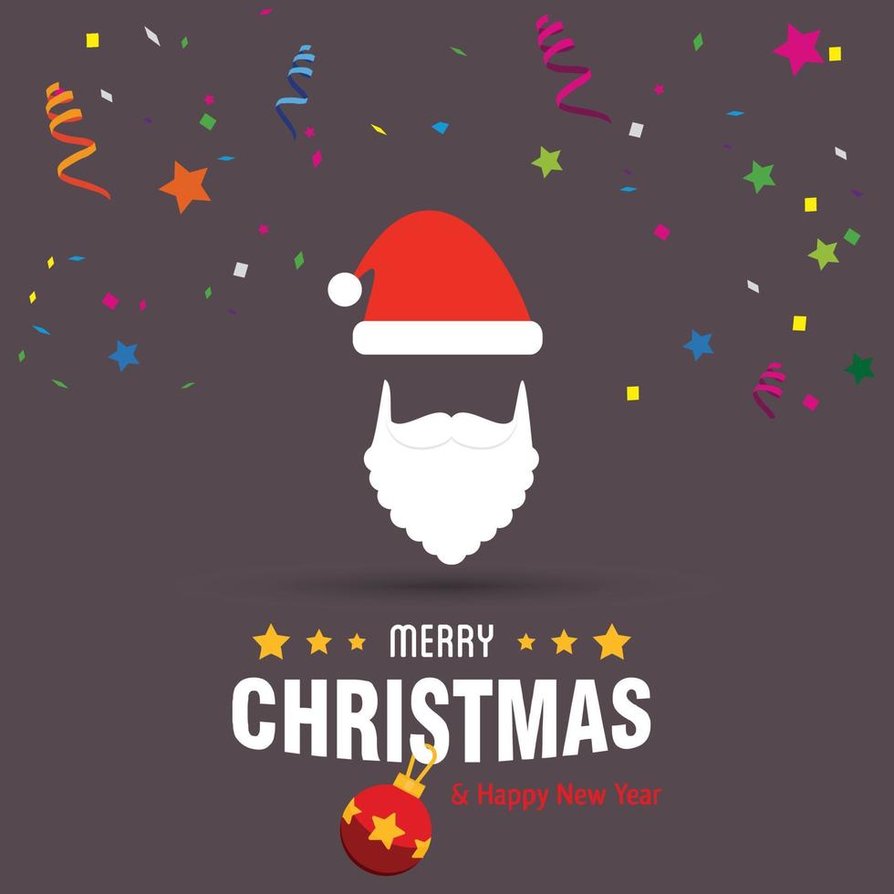 Merry Christmas card design with creative typography and dark background vector