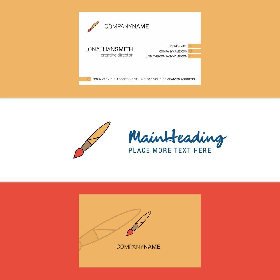 Beautiful Paint brush Logo and business card vertical Design Vector