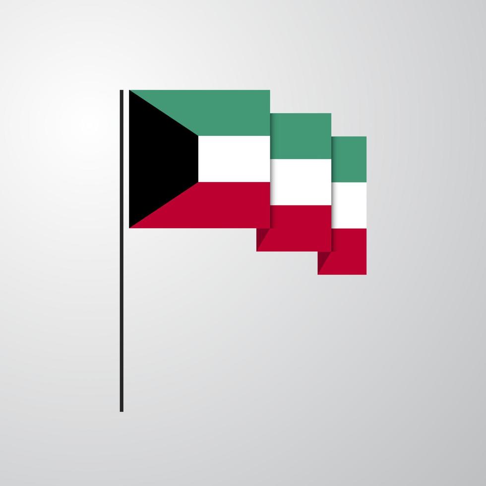 fondo creativo de la bandera que agita de kuwait vector