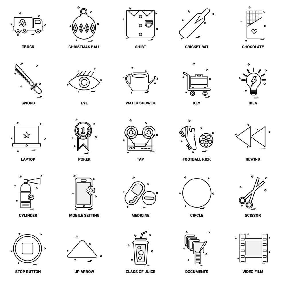 25 Business Concept Mix Line Icon set vector