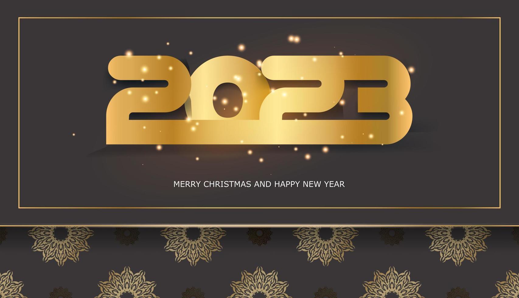 Black and gold color. 2023 happy new year greeting background. vector