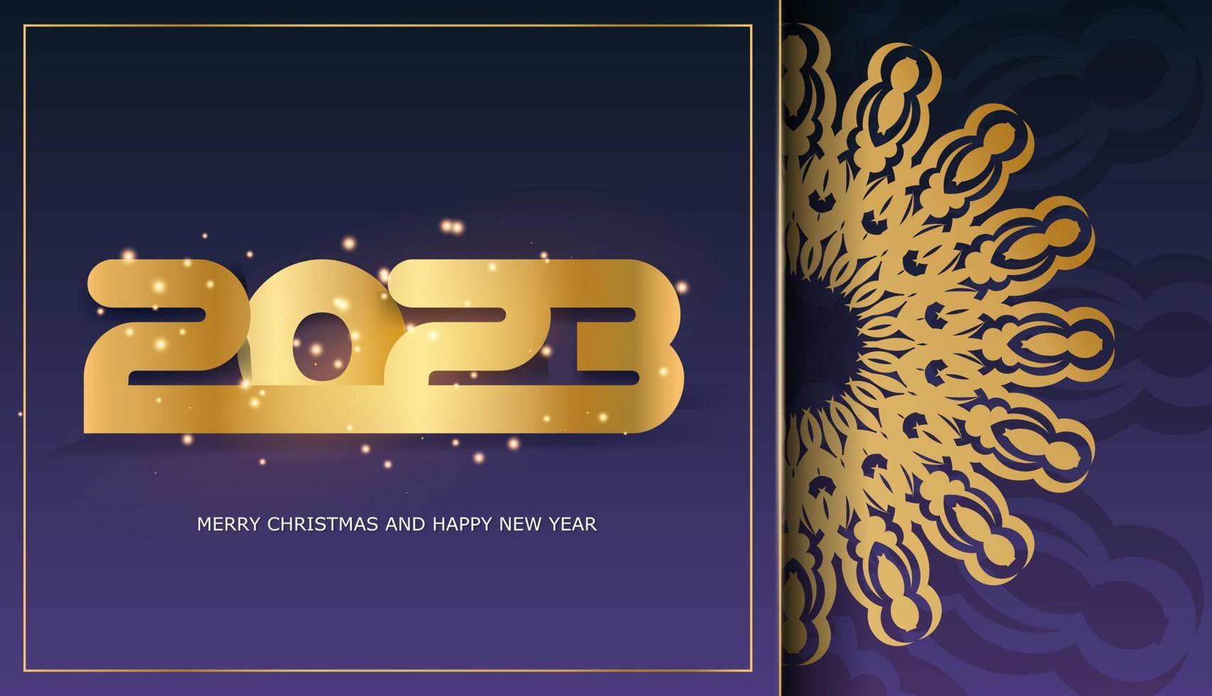 Blue and gold color. 2023 happy new year holiday banner. vector