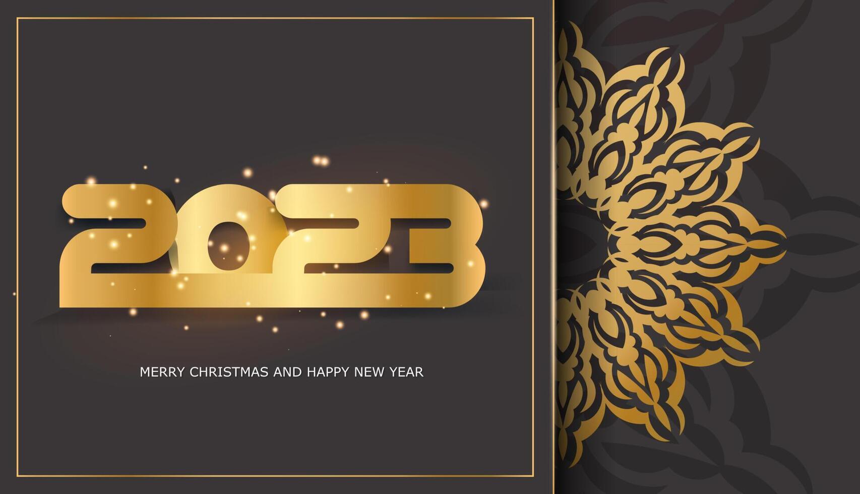 Black and gold color. 2023 happy new year holiday banner. vector