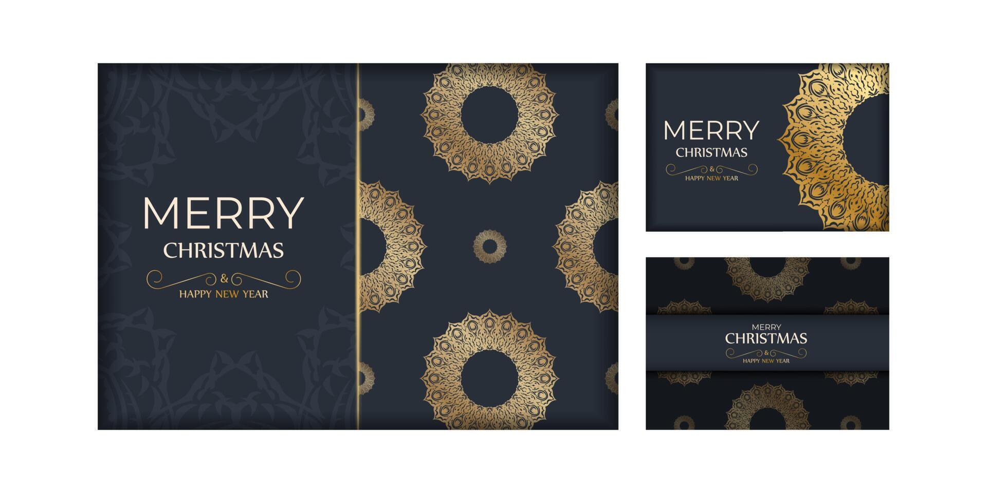 Christmas greeting cards with gold ornament design vector