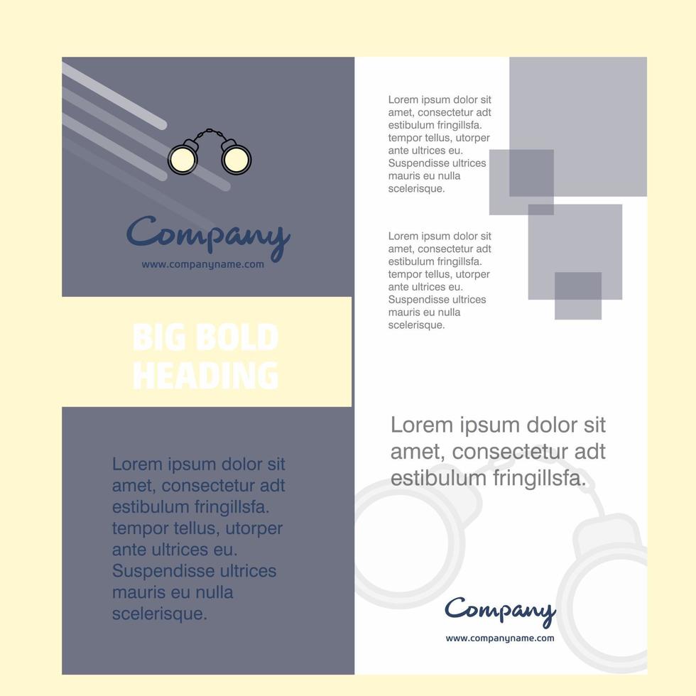 Hand cuffs Company Brochure Title Page Design Company profile annual report presentations leaflet Vector Background