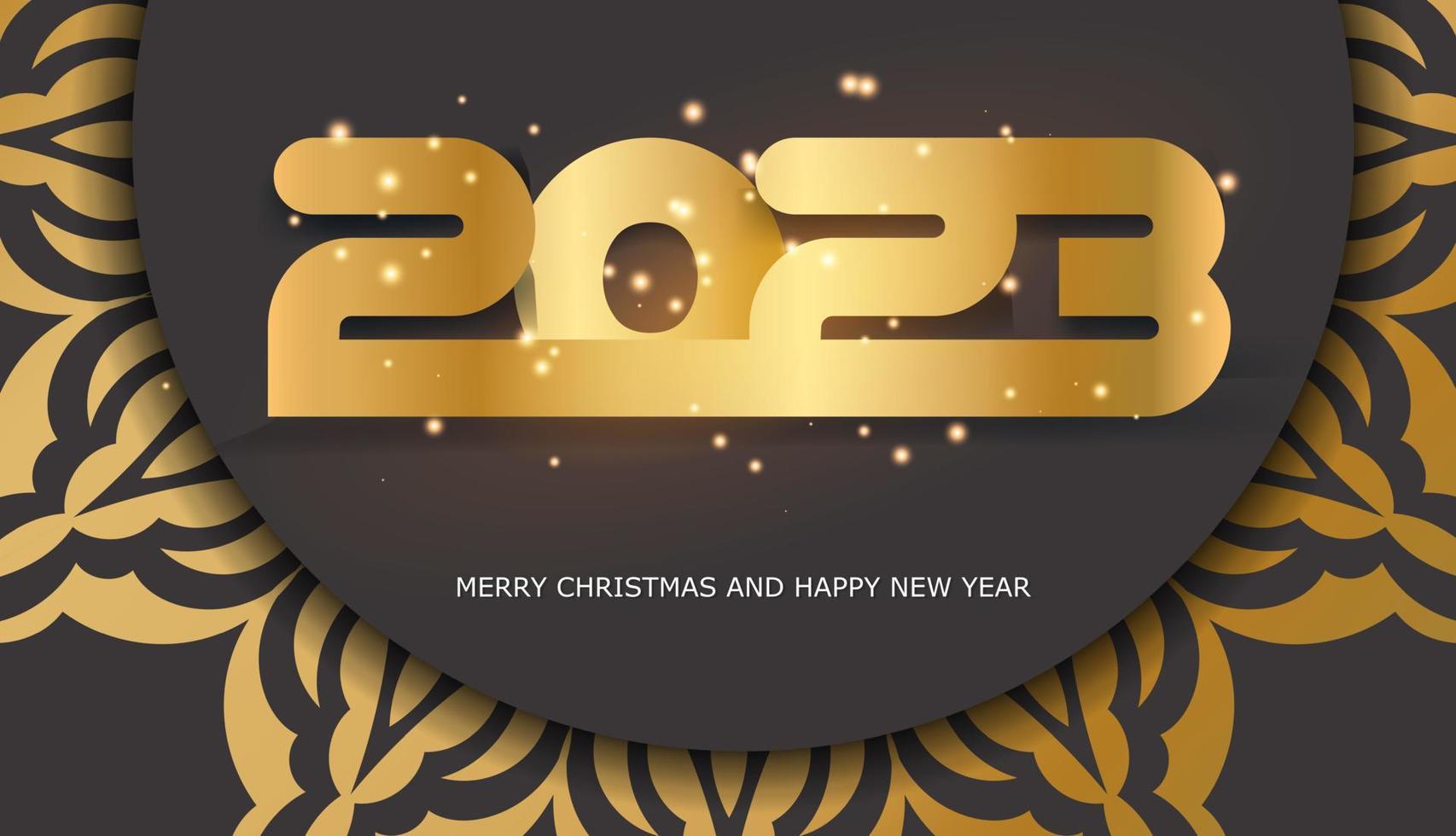 Black and gold color. 2023 happy new year festive background. vector