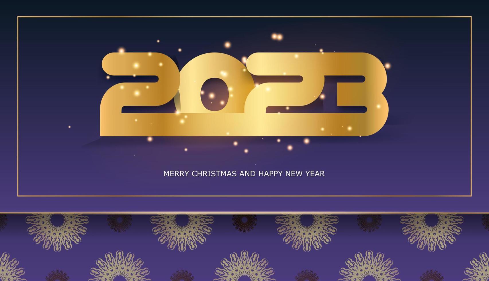 color azul y dorado. Fondo de saludo de feliz año nuevo 2023. vector