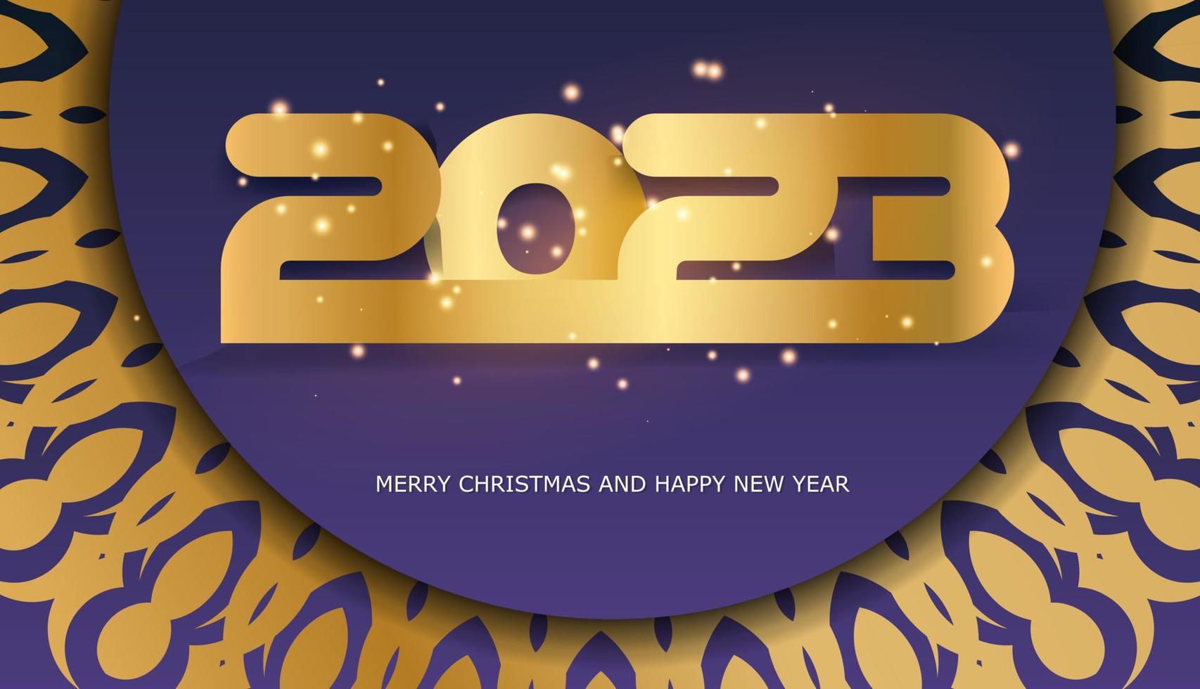 Happy 2023 new year greeting background. Blue and gold color. vector
