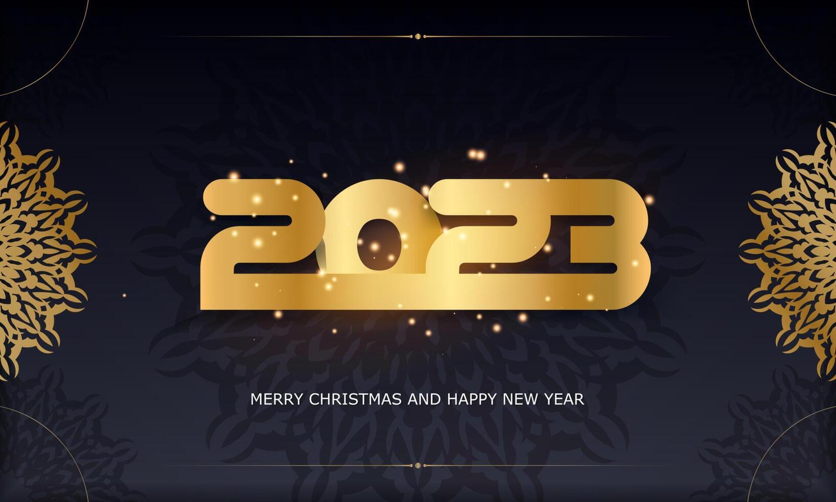 Happy 2023 new year greeting background. Black and gold color. vector