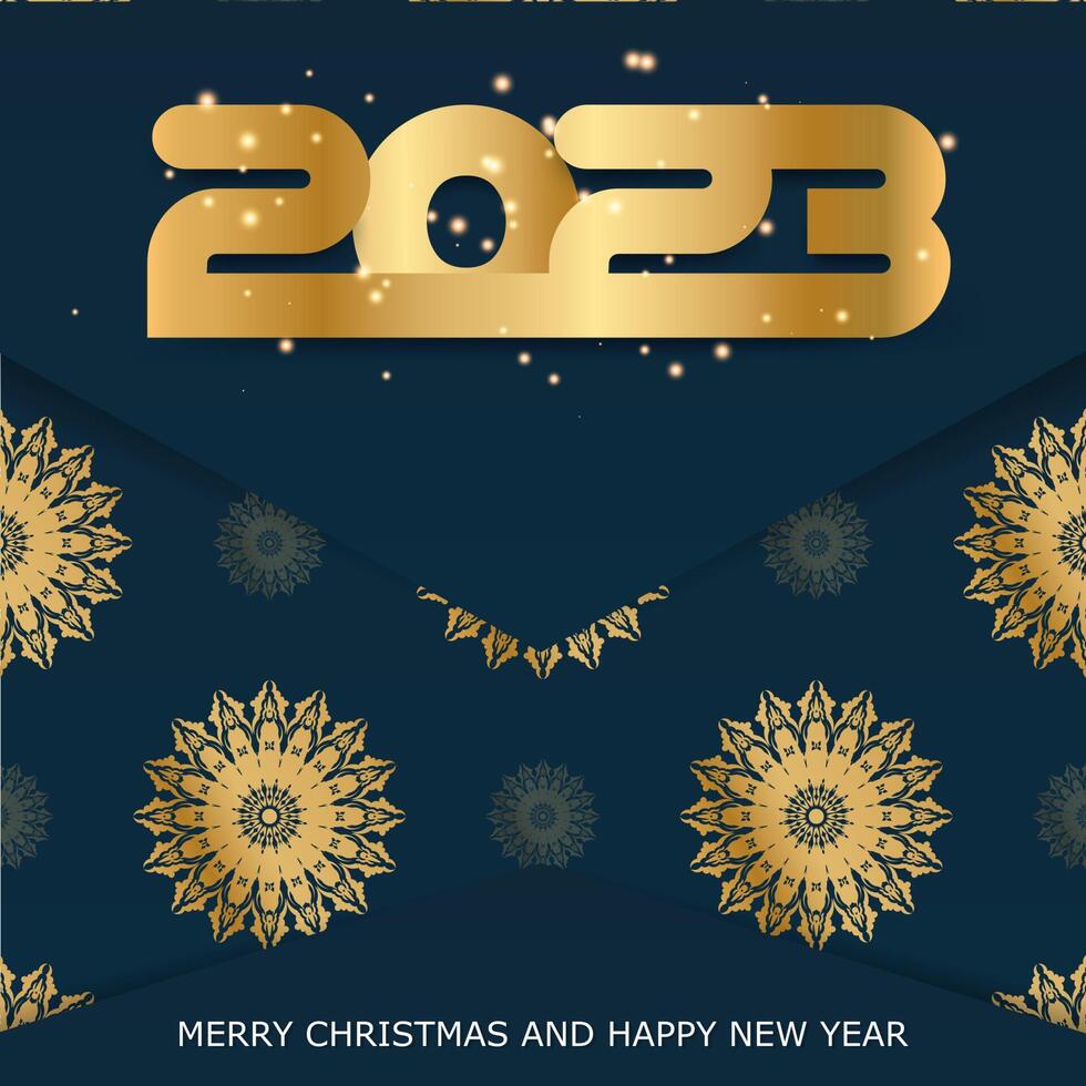 Blue and gold color. Happy 2023 new year greeting background. vector