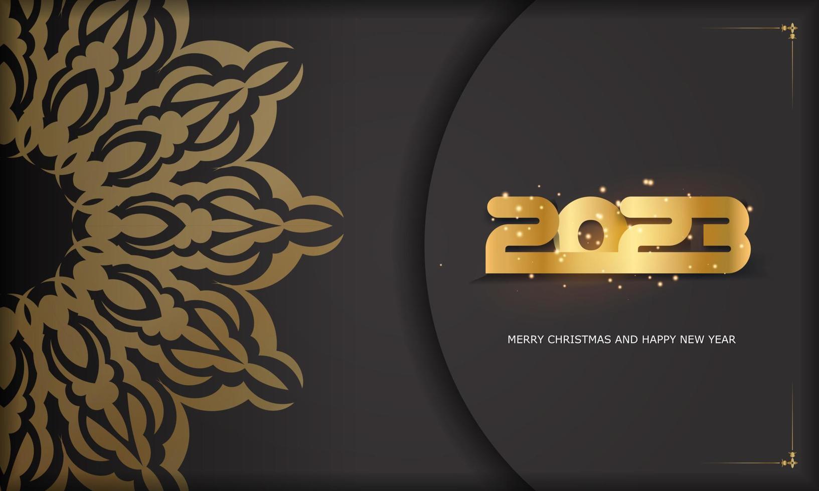 color negro y dorado. Tarjeta de felicitación de feliz año nuevo 2023. vector