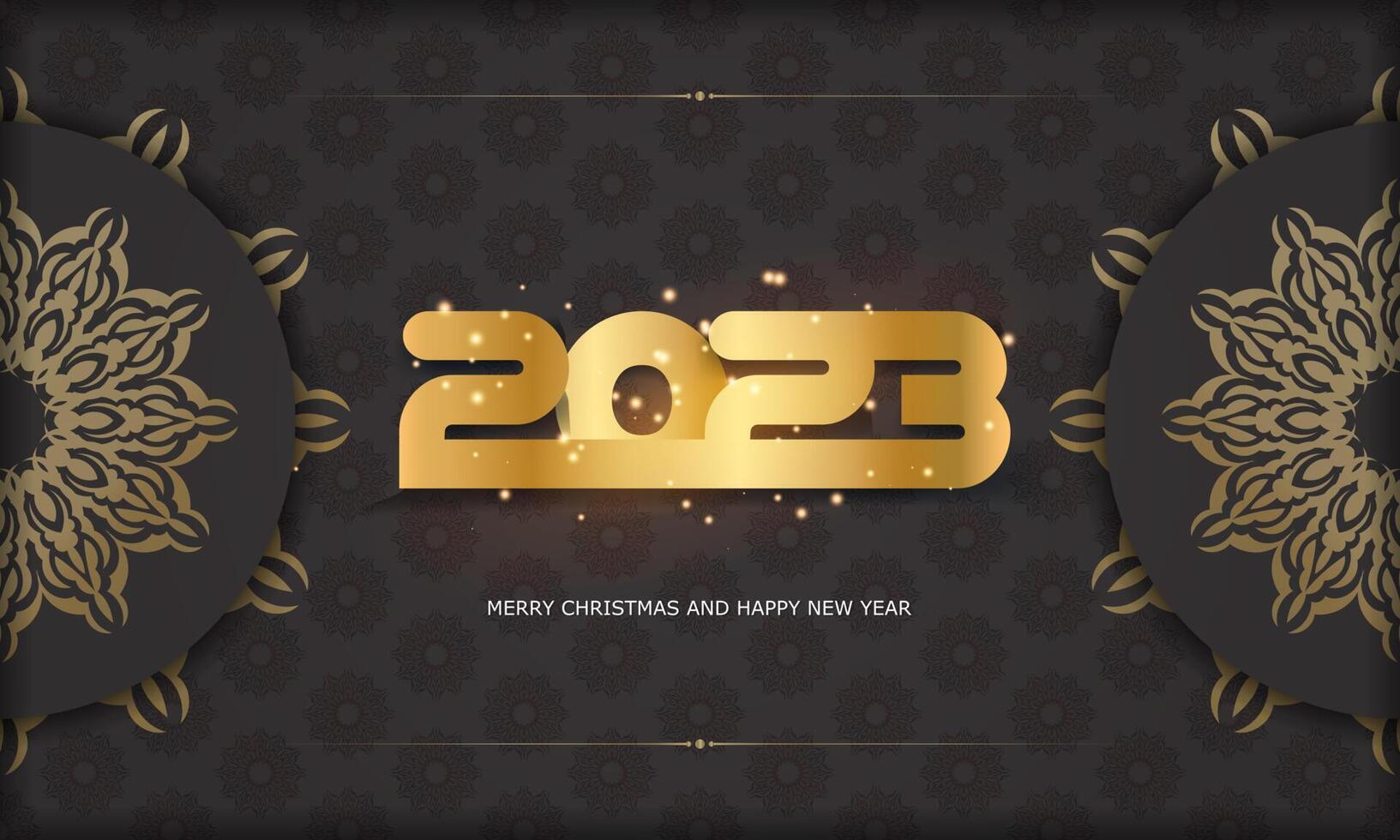 Black and gold color. Happy new year 2023 greeting poster. vector