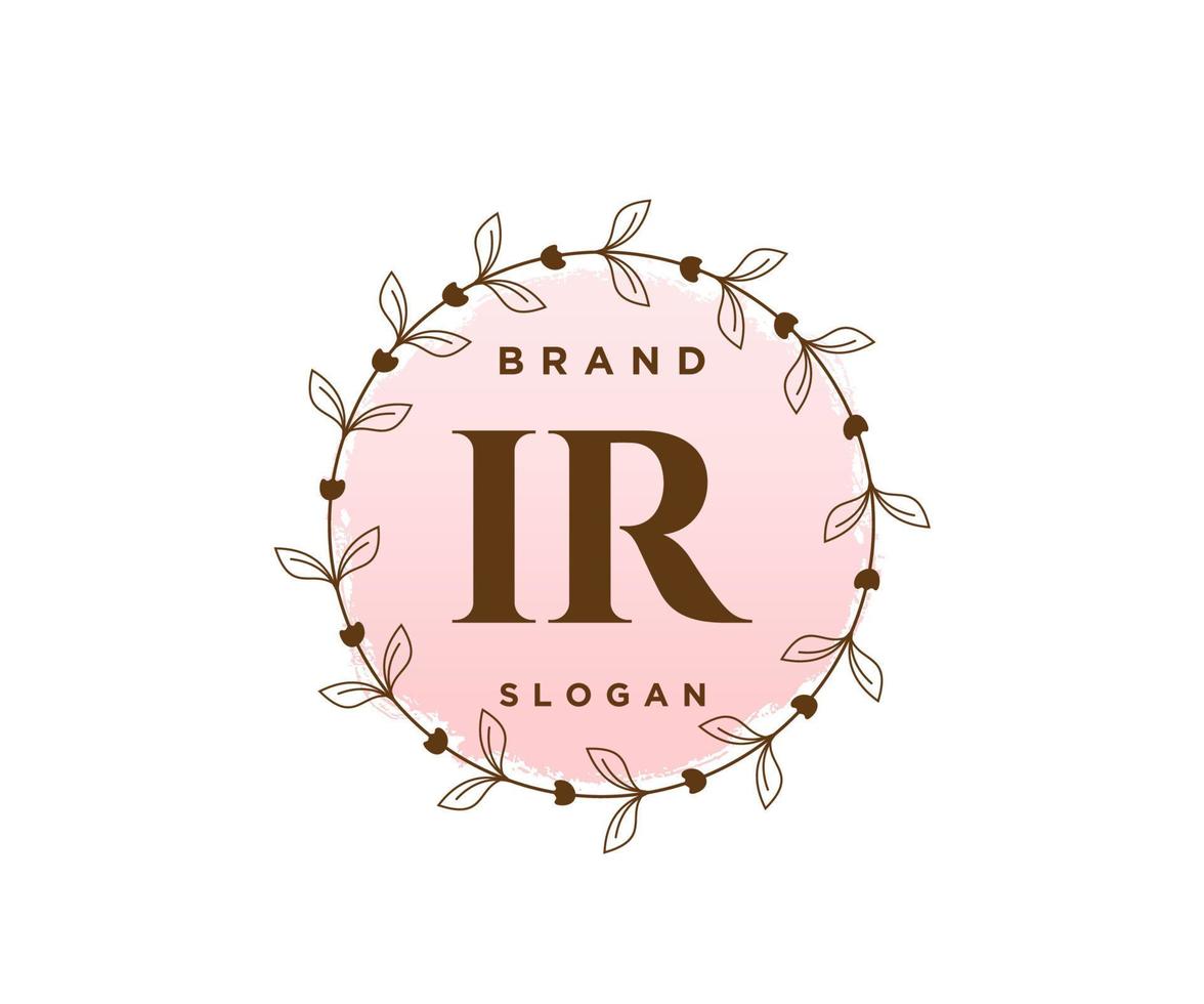 Initial IR feminine logo. Usable for Nature, Salon, Spa, Cosmetic and Beauty Logos. Flat Vector Logo Design Template Element.