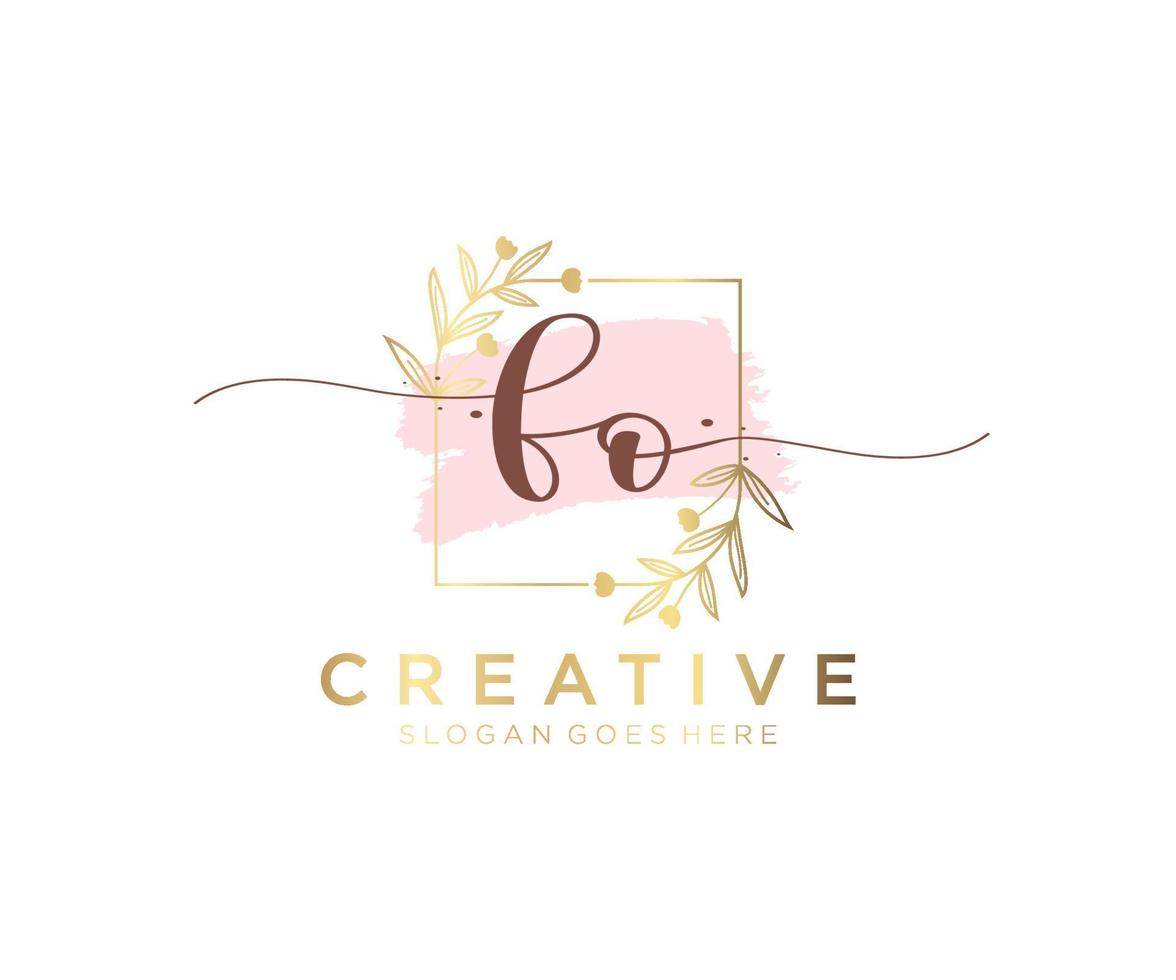 Initial FO feminine logo. Usable for Nature, Salon, Spa, Cosmetic and Beauty Logos. Flat Vector Logo Design Template Element.